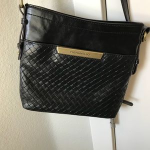 Tignanello black leather braided purse